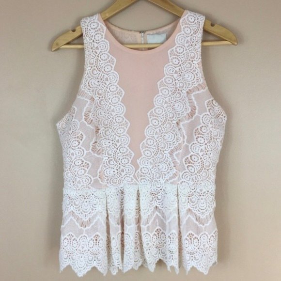 Anthropologie Greylin Lana Lace Peplum Top sz M - Picture 2 of 8